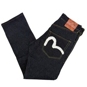 EVISU Genes Osaka Y2K Jeans Dark Wash Embroidered Back Pocket‎ Mens 30